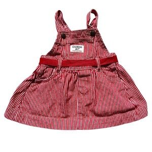 OshKosh B'gosh Red Striped Kids Overall Dress 12Months